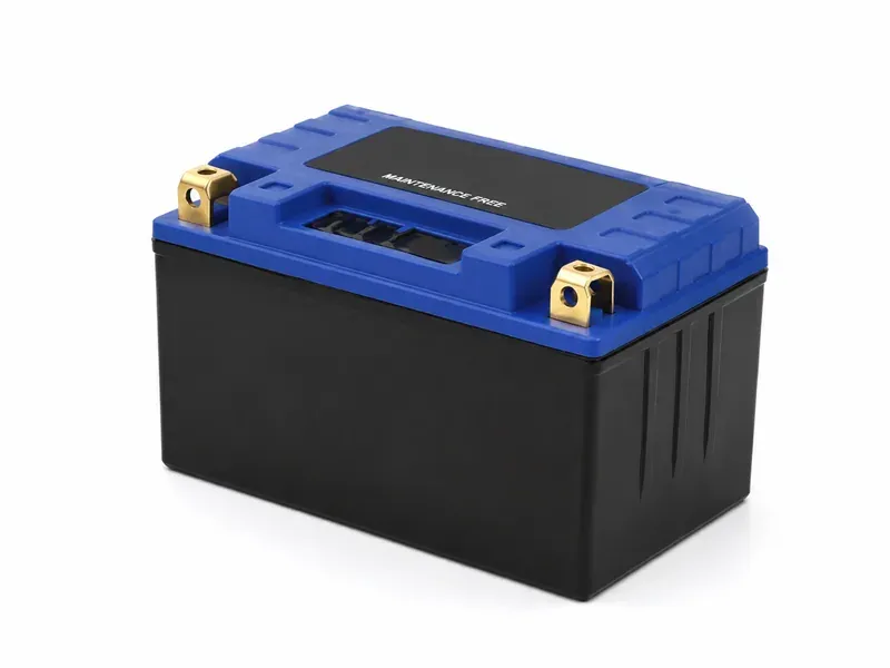12.8V 100Ah LiFePO4 deep-cycle battery for strong starting capability and high-temperature tolerant 12V systems, with blue top cover and brass terminals